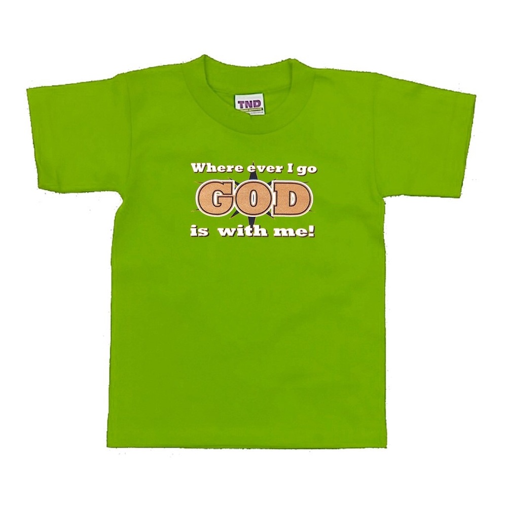 Kids T-shirt ”God is with me wherever I go”